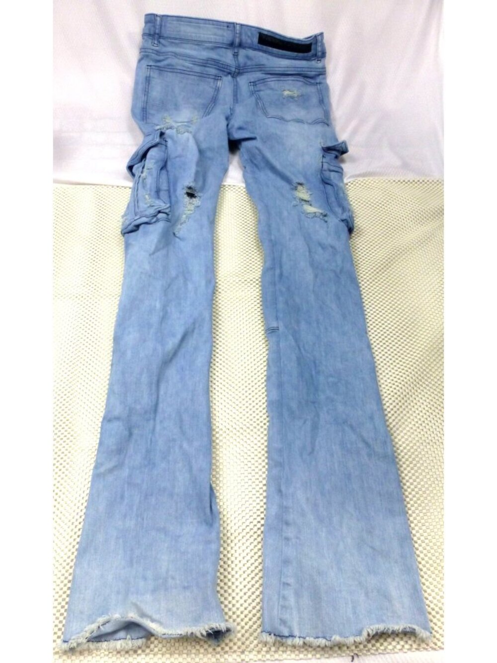 Rockstar Original Trashed Light Blue Distressed Flare Jeans RSM205 30x36 Cargo P - Picture 2 of 16